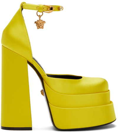 Shop Versace Yellow Medusa Aevitas Platform Heels In 1y02v Yello