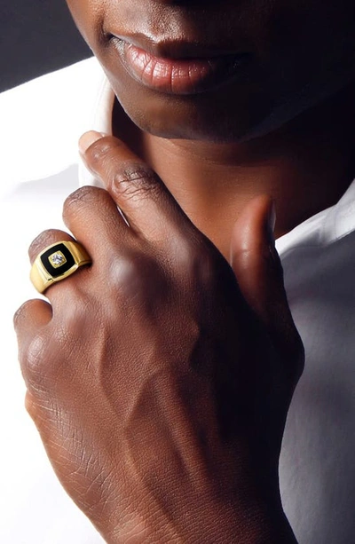 Delmar Black Onyx & Created White Sapphire Ring In Multi