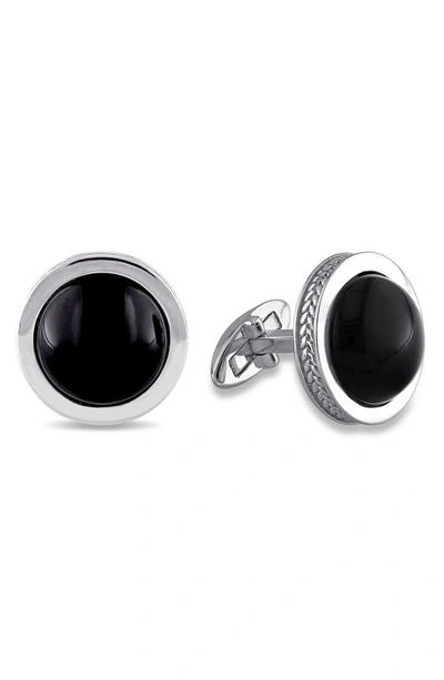Delmar Black Onyx Bezel Cufflinks In Black