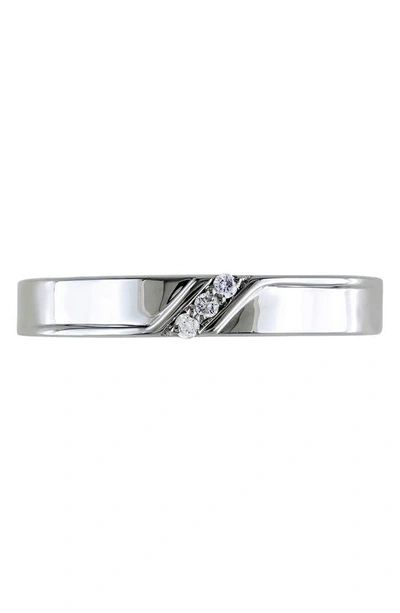 Delmar Sterling Silver Diamond 3-stone Ring In White