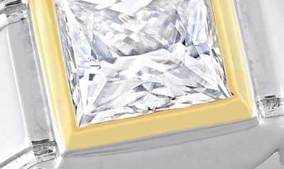 Delmar Two-tone Sterling Silver Square Created Moissanite Solitaire Ring In White
