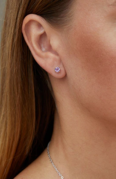 Shop Savvy Cie Jewels Sterling Silver Amethyst Stud Earrings In Purple