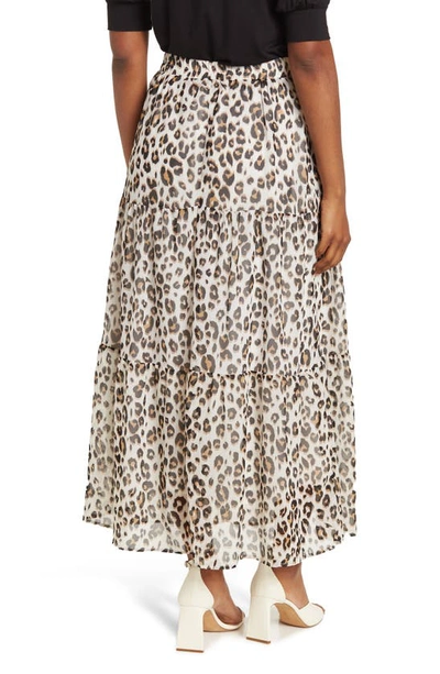 Shop Gibsonlook Chiffon Tiered Printed Skirt In Ivory Black Animal