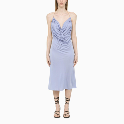 Shop Loewe Dusty Blue Silk Chemise Dress In Light Blue