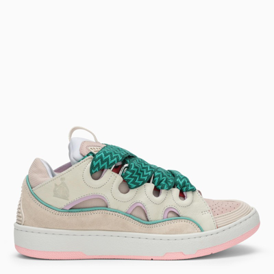 Shop Lanvin Pink Leather Curb Sneakers In Multicolor