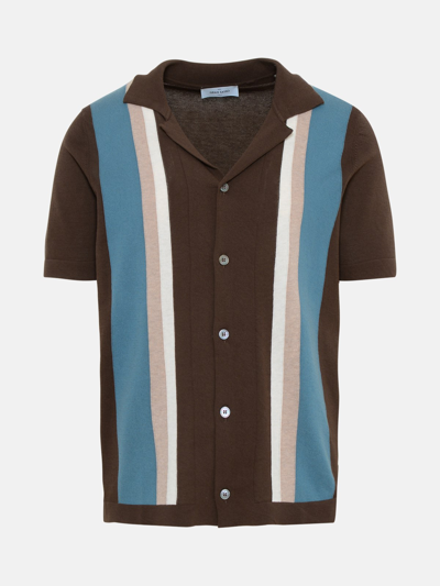 Shop Gran Sasso Brown And Blue Cotton Shirt