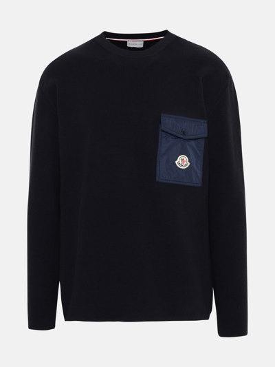 Shop Moncler Blue Cotton Sweater In Navy