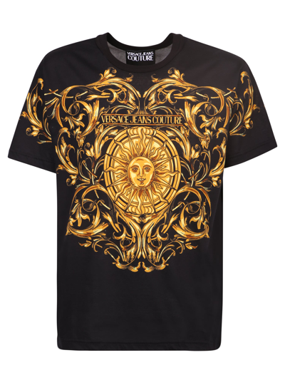 Shop Versace Jeans Couture Baroque Print T-shirt In Black