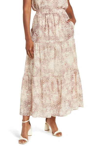 Shop Gibsonlook Chiffon Tiered Printed Skirt In Abstract Animal Swirl