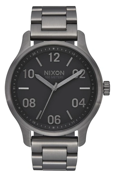 Shop Nixon The Patrol Bracelet Watch, 42mm In Gunmetal/ Black