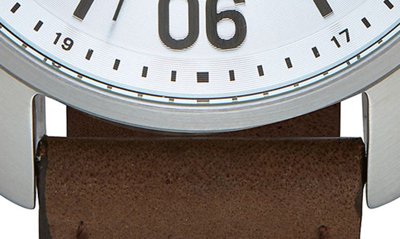 Shop Nixon Patrol Leather Strap Watch, 42mm In Brown/ Silver