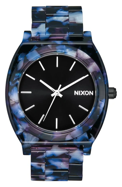 Shop Nixon The Time Teller Acetate Bracelet Watch, 40mm In Black/ Multi