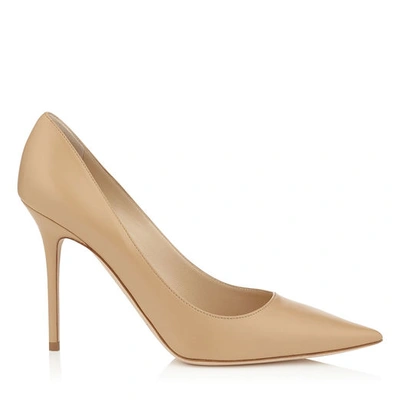 Shop Jimmy Choo Abel Nude Kid Leather Pointy Toe Pumps