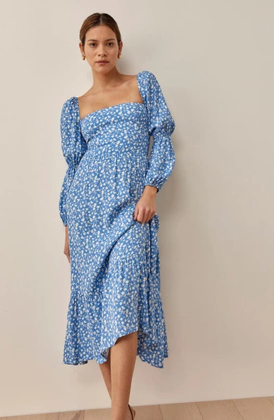 Shop Reformation Floral Long Sleeve Midi Dress In Marie