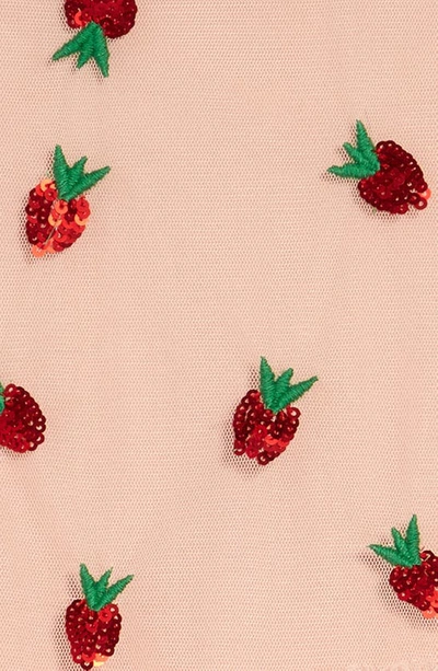 Shop Stella Mccartney Kids' Strawberry Appliqué Tulle Dress In 507ro Pink Red