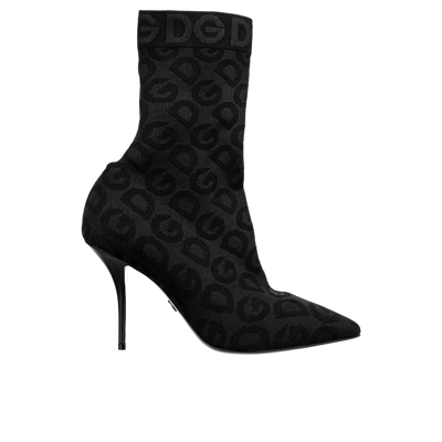 Shop Dolce & Gabbana Logo Sock Boots In Black