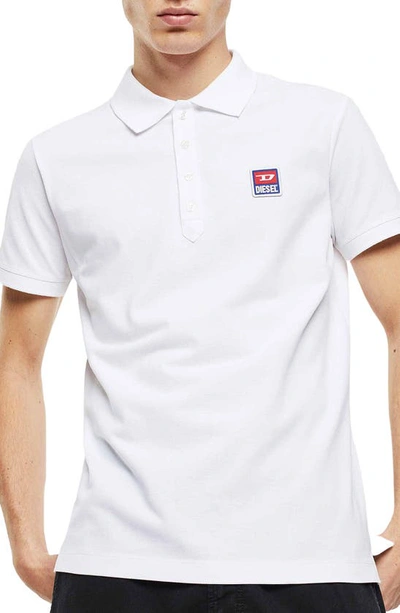 Shop Diesel T-kal Polo Patch Shirt In White