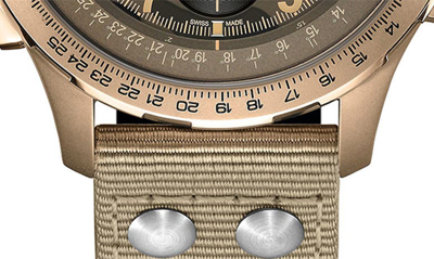 Shop Hamilton Khaki Aviation X-wind Auto Chronograph Textile Strap Watch, 45mm In Beige