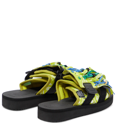 Shop Alanui X Suicoke Fringed Sandals In Lime Multicolor