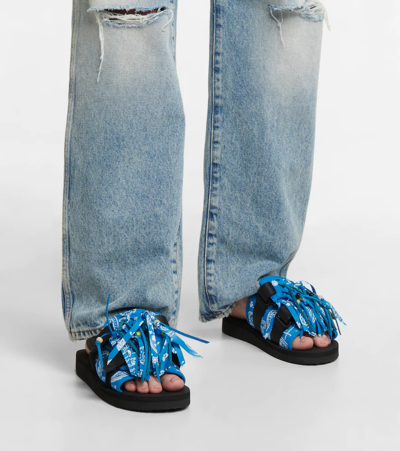 Shop Alanui X Suicoke Fringed Sandals In Ocean Blue Multicol