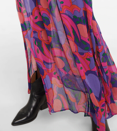 Shop Isabel Marant Alsaw Printed Silk Chiffon Maxi Dress In Pink