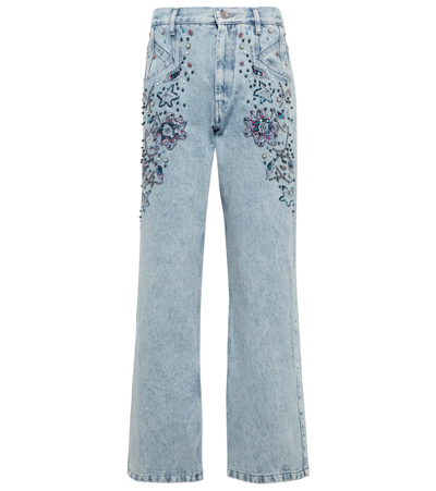 Shop Isabel Marant Nadegeil Embellished Jeans In Light Blue