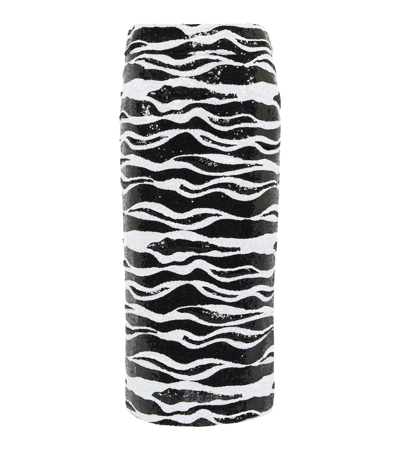 Shop Dolce & Gabbana Zebra-print Sequined Midi Skirt In Combined Colour