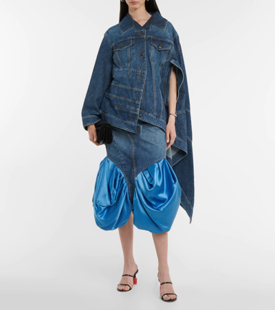 Shop Loewe Asymmetric Denim Jacket In Blue Denim