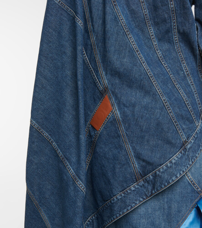 Shop Loewe Asymmetric Denim Jacket In Blue Denim