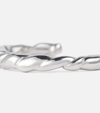 Shop Loewe Twisted Sterling Silver Arm Cuff In Rhodium
