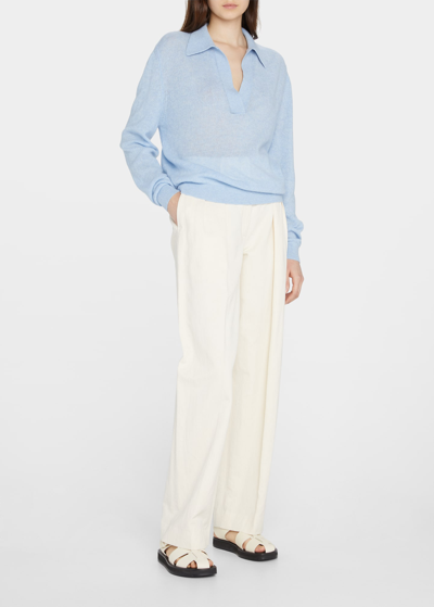 Shop Khaite Jo Cashmere Featherweight-knit Sweater In Atmosphere