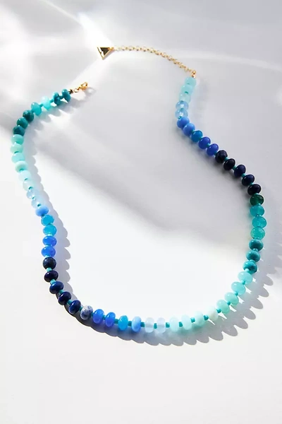 Shop Anthropologie Rainbow Large-stone Necklace In Blue