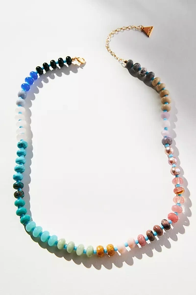 Shop Anthropologie Rainbow Stone Necklace In Mint