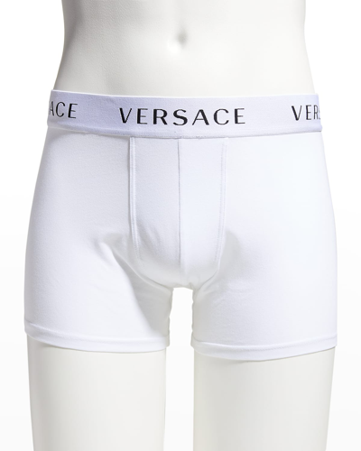 Shop Versace Men's 2-pack Long Boxer Briefs In White