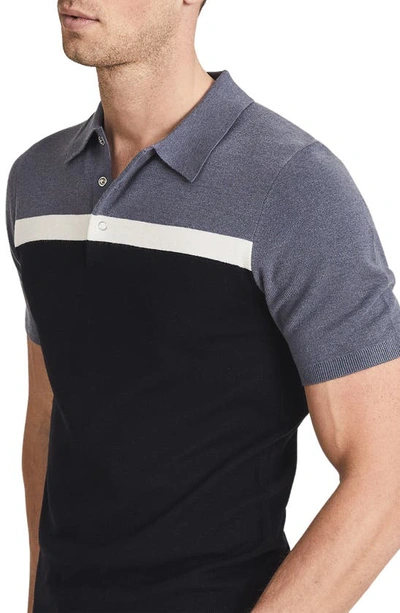 Reiss Cairns Colorblocked Snap Polo Shirt In Navy | ModeSens
