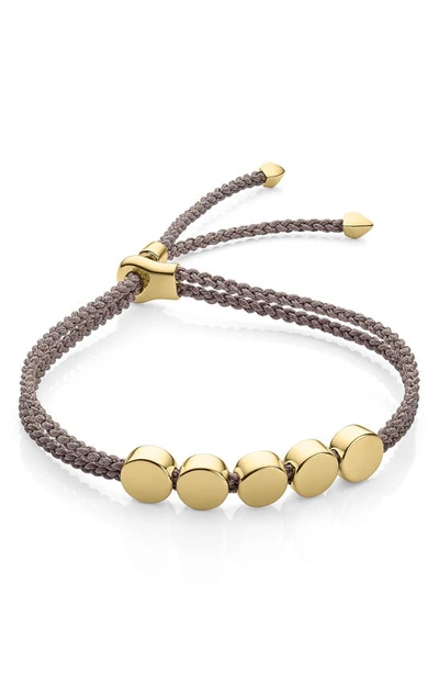 Shop Monica Vinader Engravable Linear Bead Friendship Bracelet In Mink/ Yellow Gold