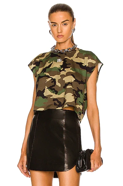 Shop Dolce & Gabbana Camouflage Crop Top In Mimetico