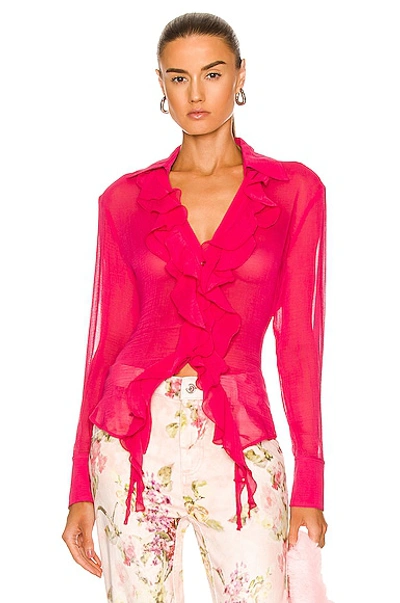 Shop Blumarine Ruffle Blouse In Amarena