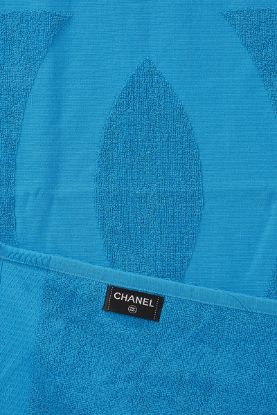 Pre-owned Chanel Blue 'cc' Terry Cloth Beach Towel Xl