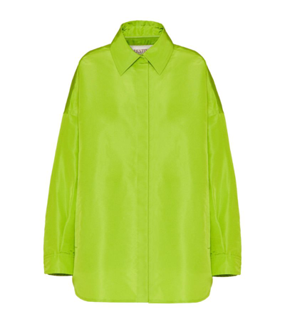 Shop Valentino Silk Oversized Shirt In Green