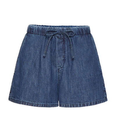 Shop Valentino Denim Shorts In Blue