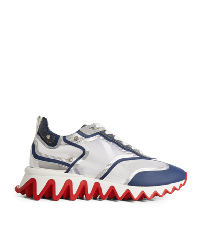 Blue Sharkina jagged-sole leather trainers, Christian Louboutin