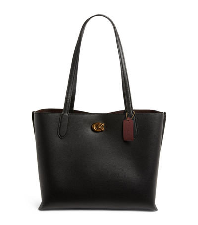 Shop Coach Leather Willow Tote Bag In Black
