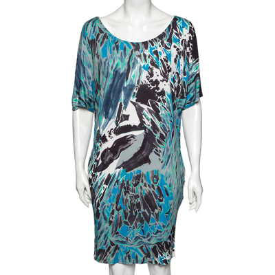 Pre-owned Emilio Pucci Multicolor Printed Jersey Short Sleeve Dress L