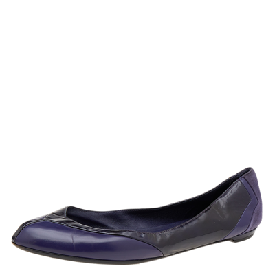 Pre-owned Gucci Purple Patent Leather And Suede Ballet Flats Size 38