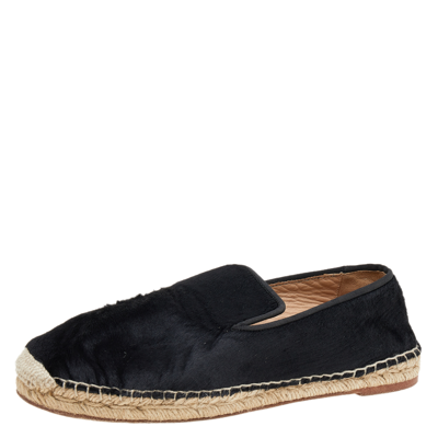 Pre-owned Celine Black Calf Hair Espadrille Flats Size 41