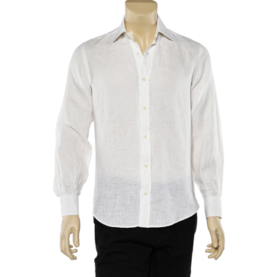 Pre-owned Saint Laurent Yves  White Linen Button Front Shirt S