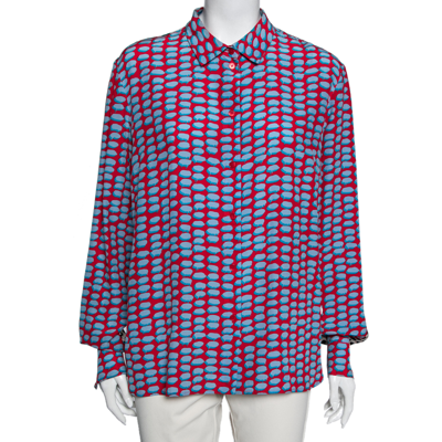 Pre-owned Stella Mccartney Multicolored Printed Silk Button Front Shirt L