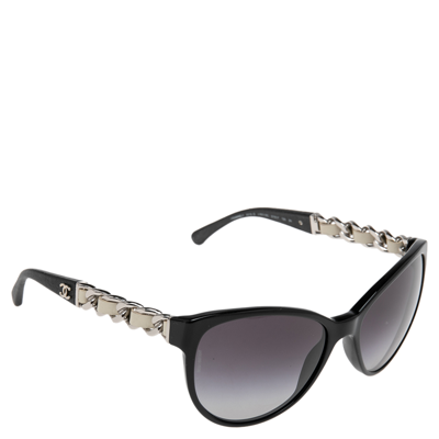 Pre-owned Black 5215q Cc Chain Cat Eye Sunglasses