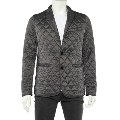 Pre-owned Burberry Charcoal Grey Quilted Synthetic Jacket M